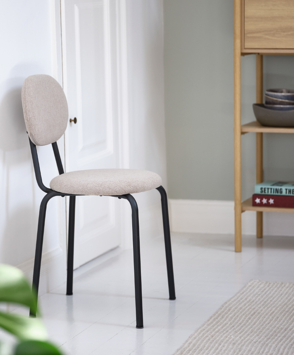 Chaise de salle à manger en tissu sable/noir