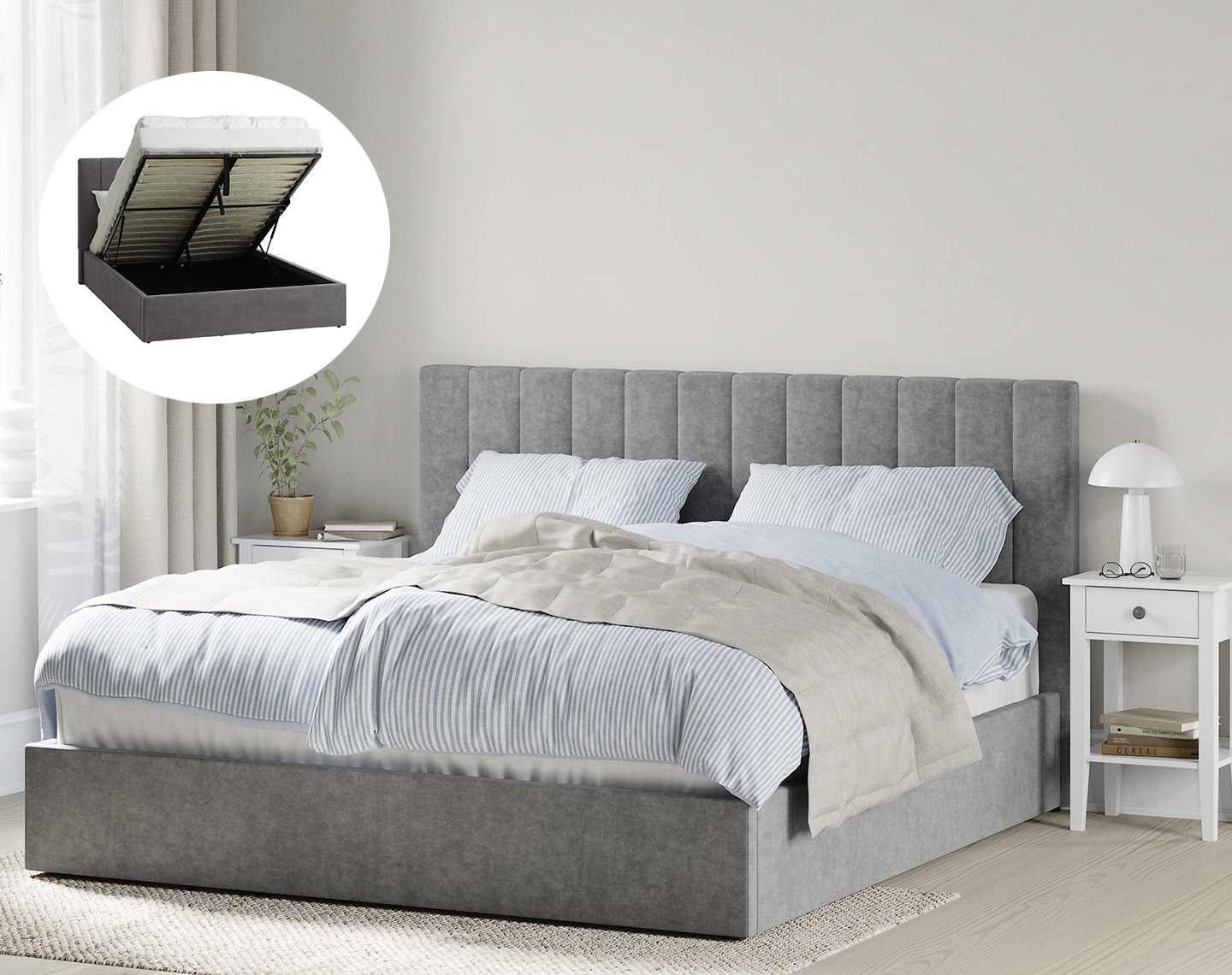 Bedframe met opbergruimte in een slaapkamer