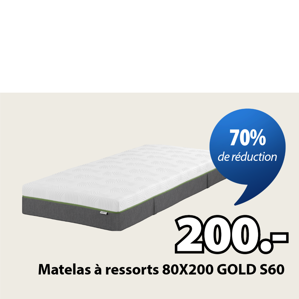 Offre exceptionnelle Black Friday avant-première | matelas à ressorts GOLD S60 | 70% de réduction Offre exceptionnelle Black Friday avant-première | matelas à ressorts GOLD S60 | 70% de réduction