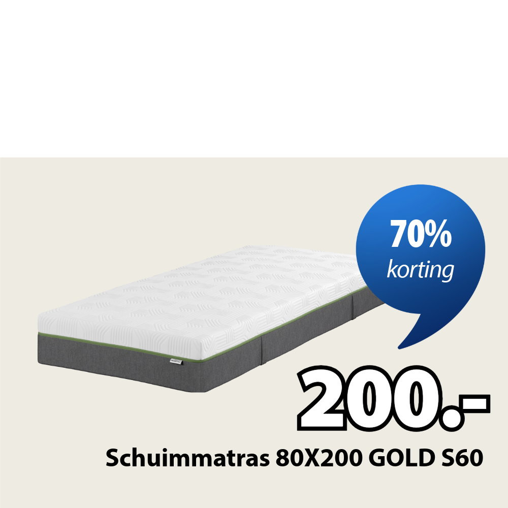 Aanbieding in de kijker | 70% korting | Schuimmatras 80x200 GOLD S60