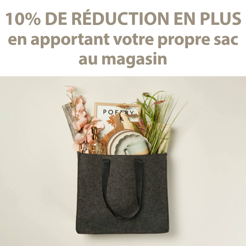 Apportez votre propre sac et recevrez 10% de réduction en plus