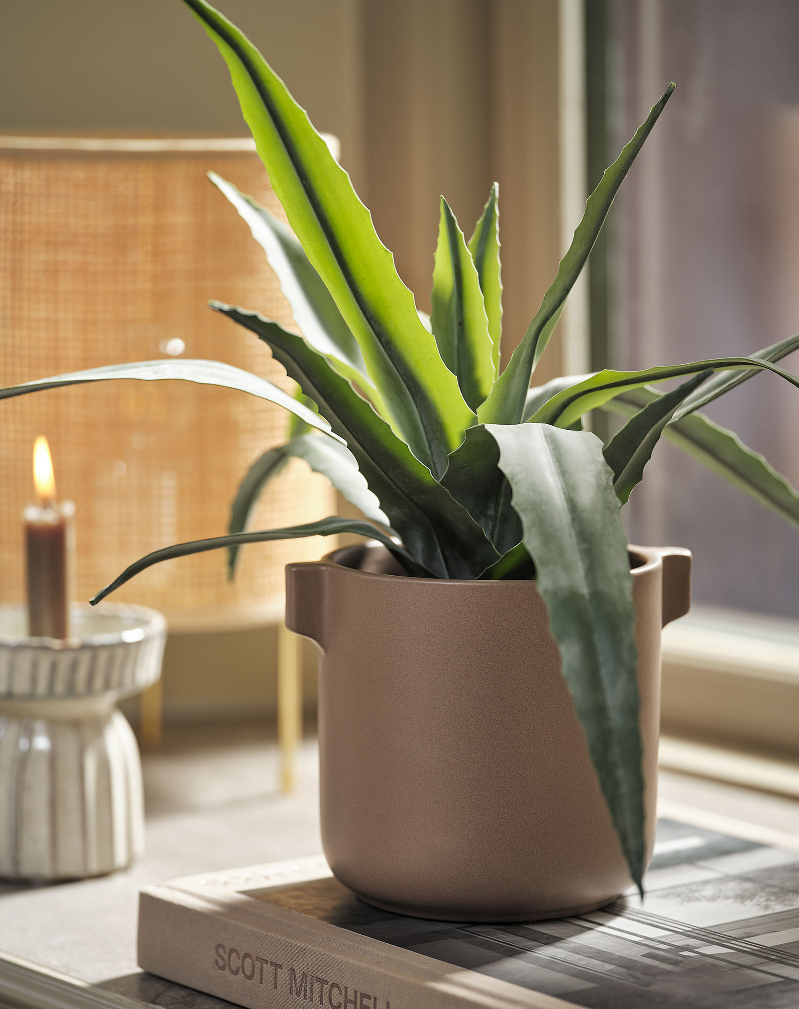 CELIUS artificial aloe vera-like plant Artificial plant imitation of a deep green aloe vera plant in a plant pot