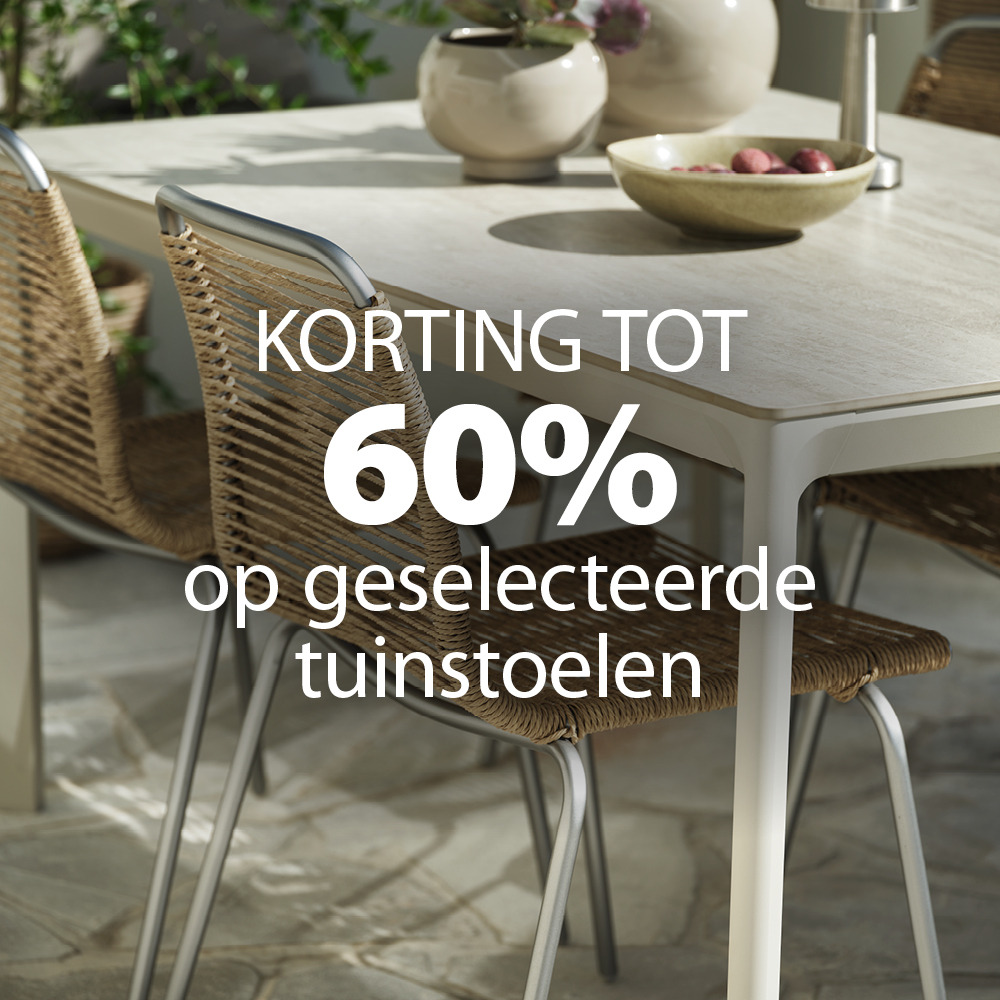 Tot 60% korting op geselecteerde tuinstoelen