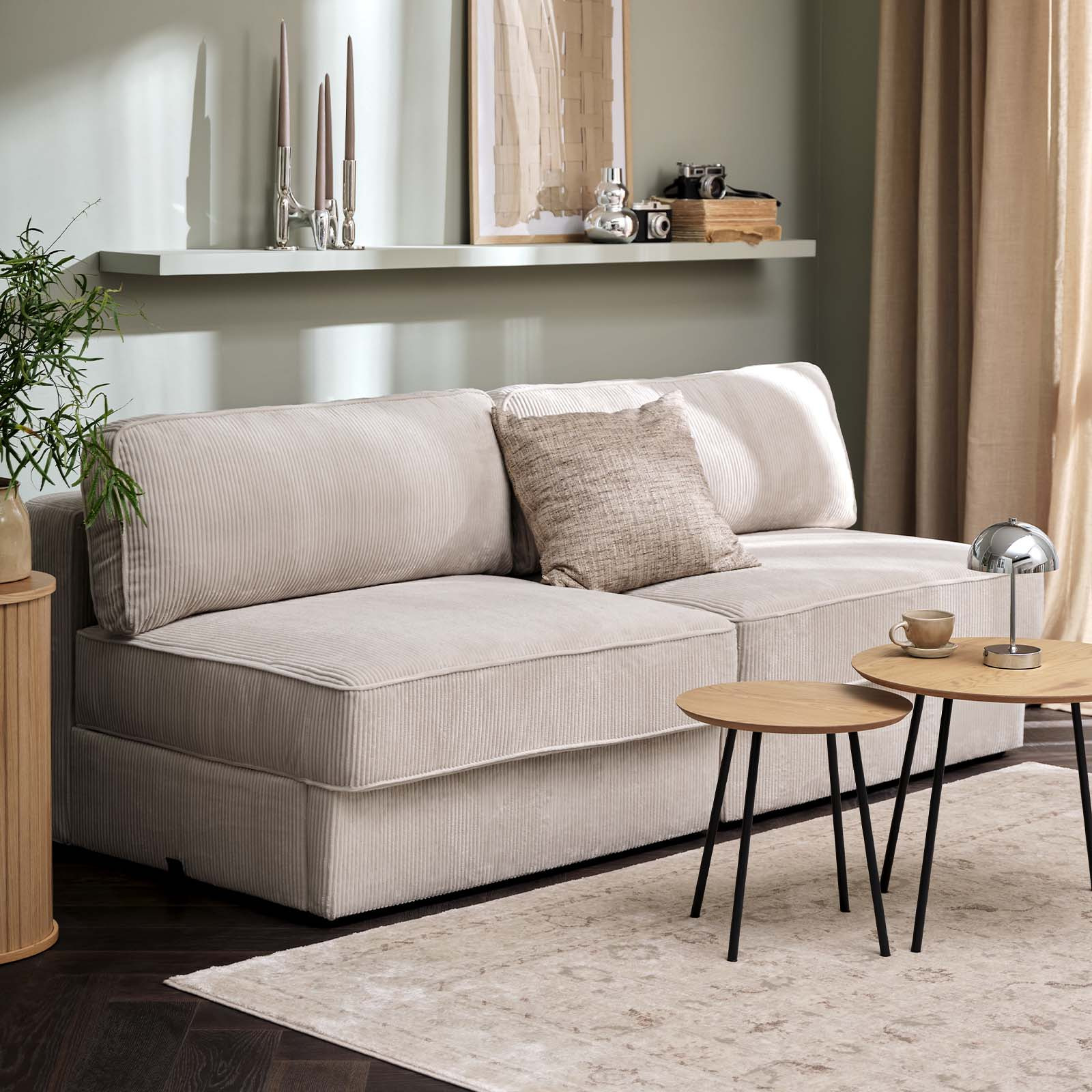 Canapé modulable 2 personnes beige pour les petits espaces