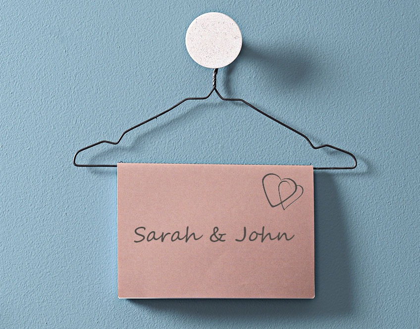 Clothes hanger with a place card