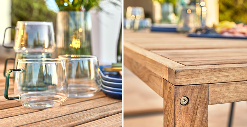 EBBESKOV tuintafel en ANDERS mokken Tuintafel gemaakt van gerecycled hout