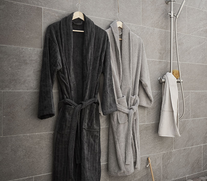 Bathrobes in a bathroom 